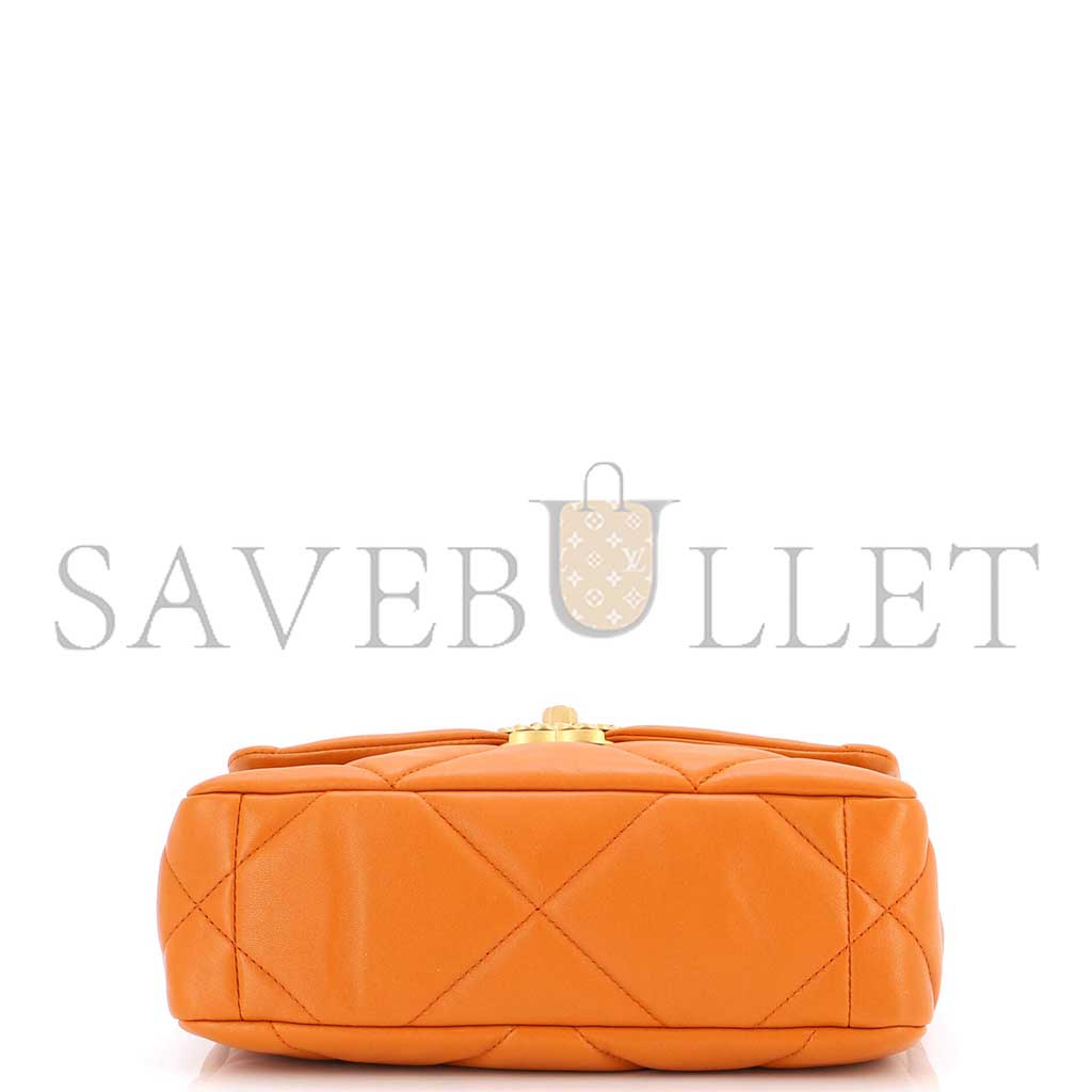 Ch*el 19 flap small orange brown lambskin as1160 (26*16*9cm)